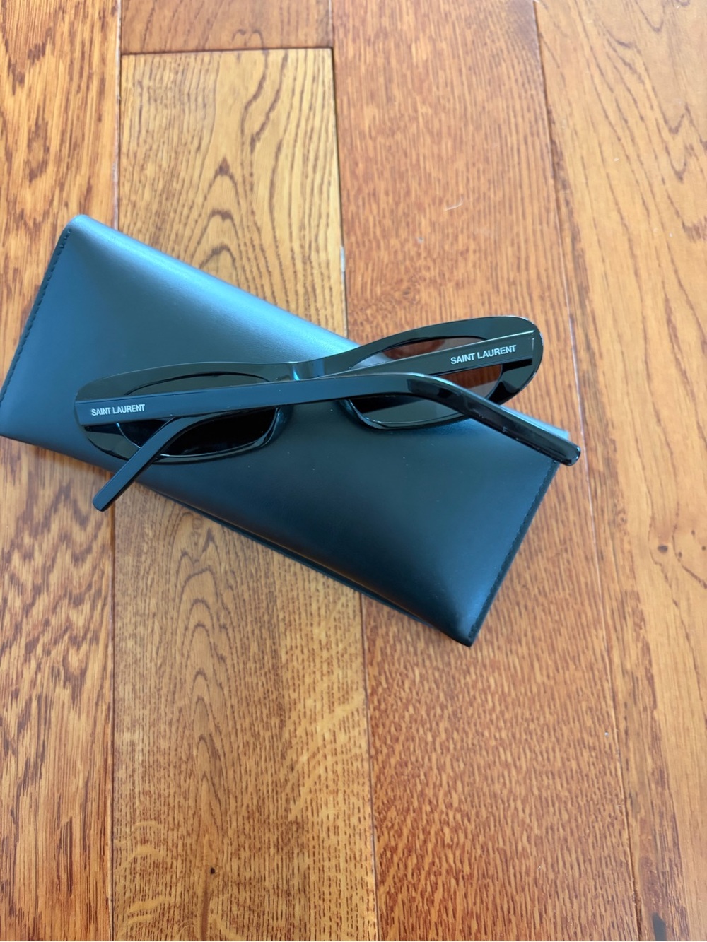Saint Laurent Glossy Black Slim Oval Sunglasses - Picture 3 of 8